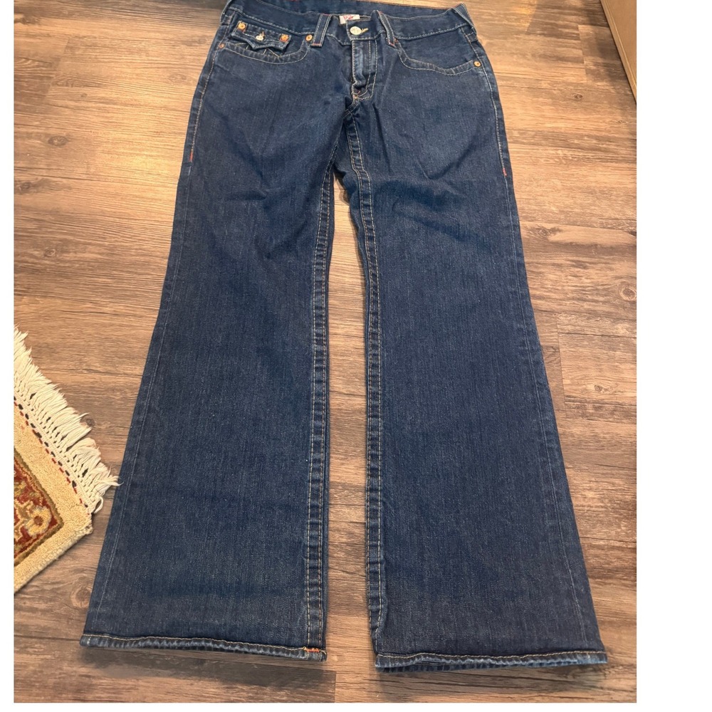 True Religion Billy Bootcut Jeans Mens 34x33 Dark Wash Blue Denim